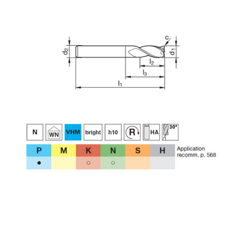 Carbide End Mill 3F Uncoated 74424 Details